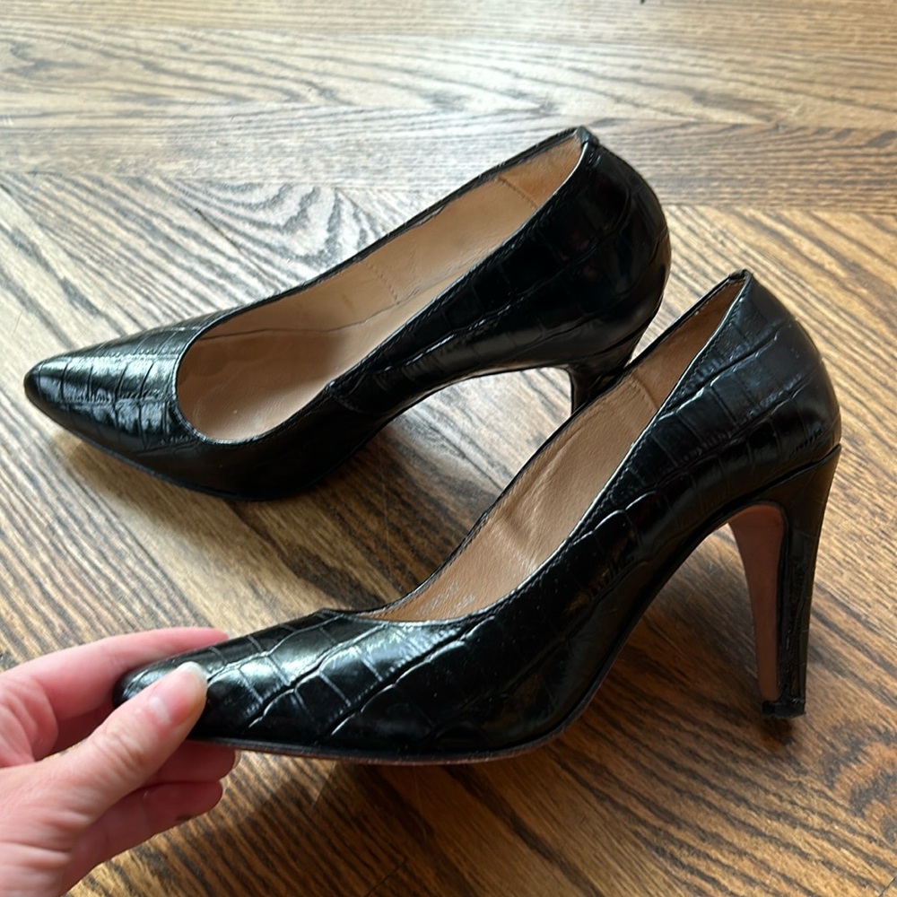 Black leather heels